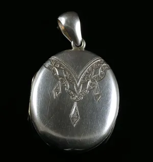 Antique Victorian Silver Locket - Circa 1880