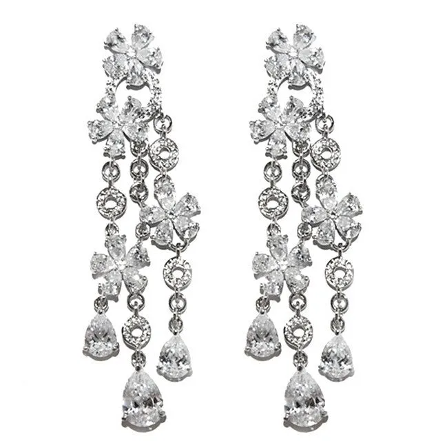 Audra Cascade Floral Chandelier Earrings - 83mm