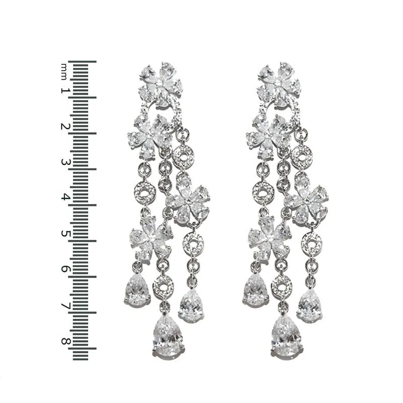 Audra Cascade Floral Chandelier Earrings - 83mm
