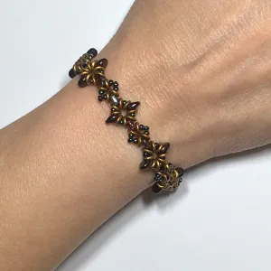Bead Kit to Make "Oh, My Stars! Bracelet" Dark Amethyst / Gold Brass with Free Tutorial starting at $9.99