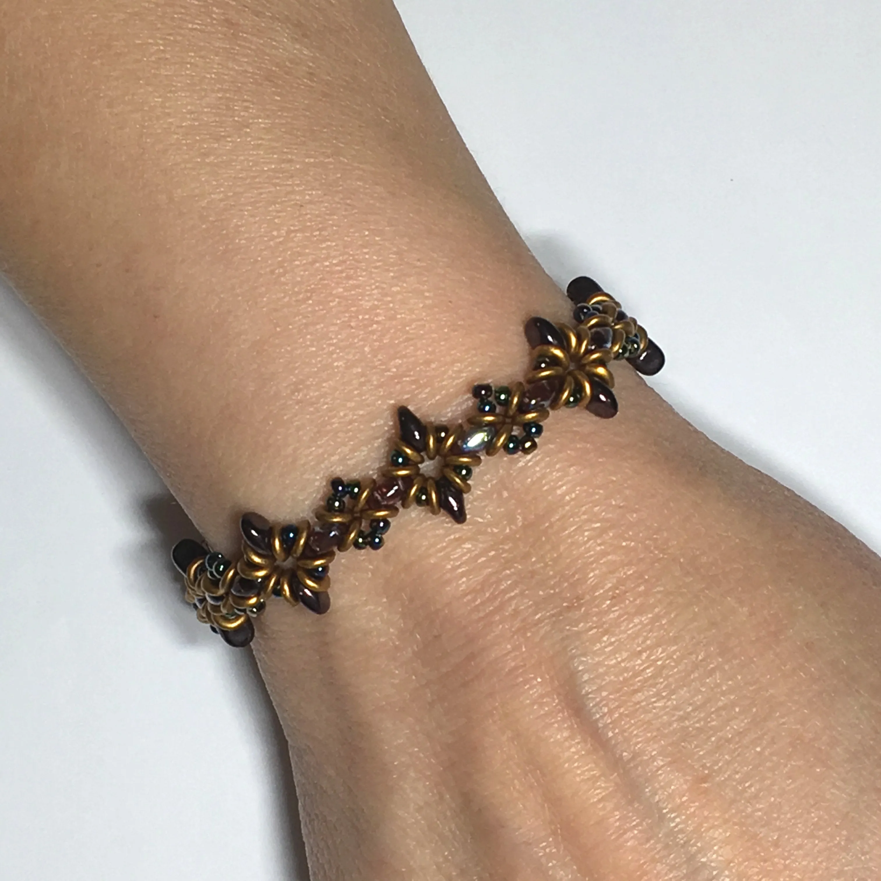 Bead Kit to Make "Oh, My Stars! Bracelet" Dark Amethyst / Gold Brass with Free Tutorial starting at $9.99