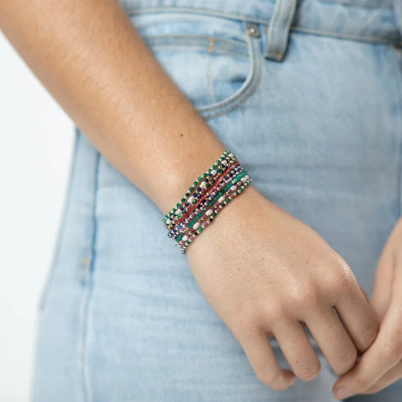 BEADED PEARL AND LAPIS BRACELET