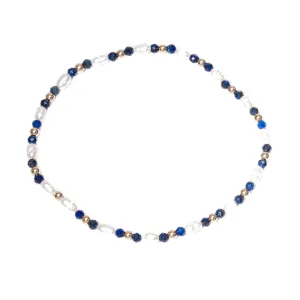 BEADED PEARL AND LAPIS BRACELET