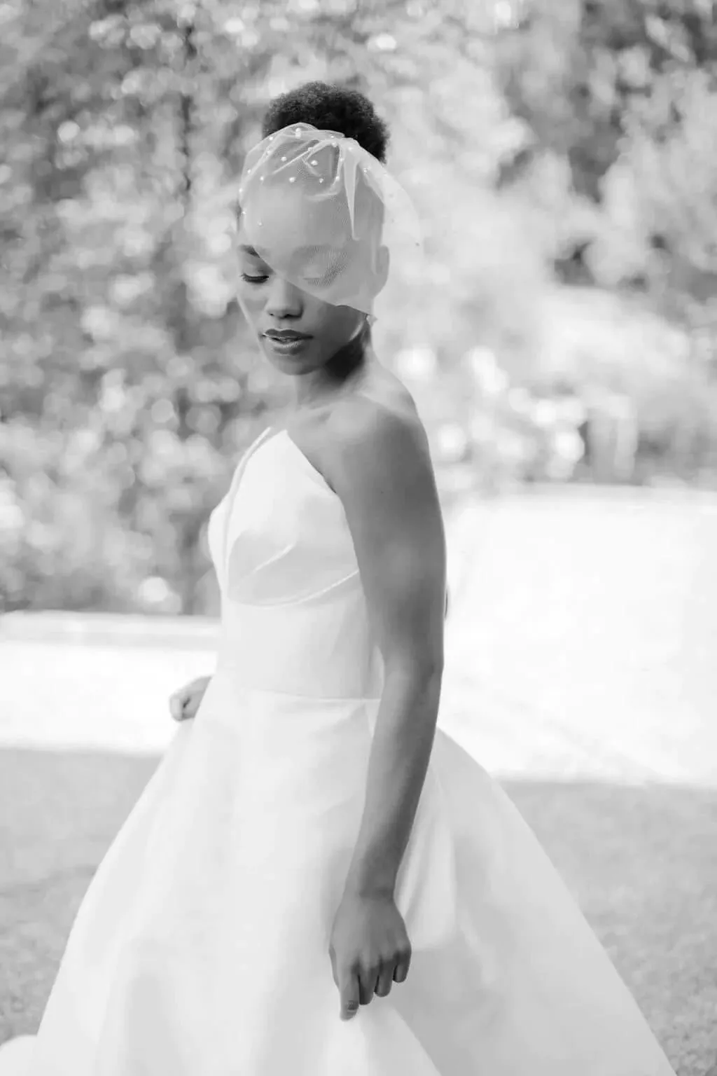 Birdcage veil - Mini tulle veil with crystal pearls - Illusion tulle veil -  Ready to ship