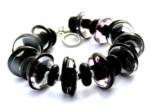 Black Glass Beaded Bracelet