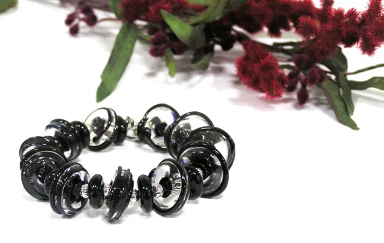 Black Glass Beaded Bracelet