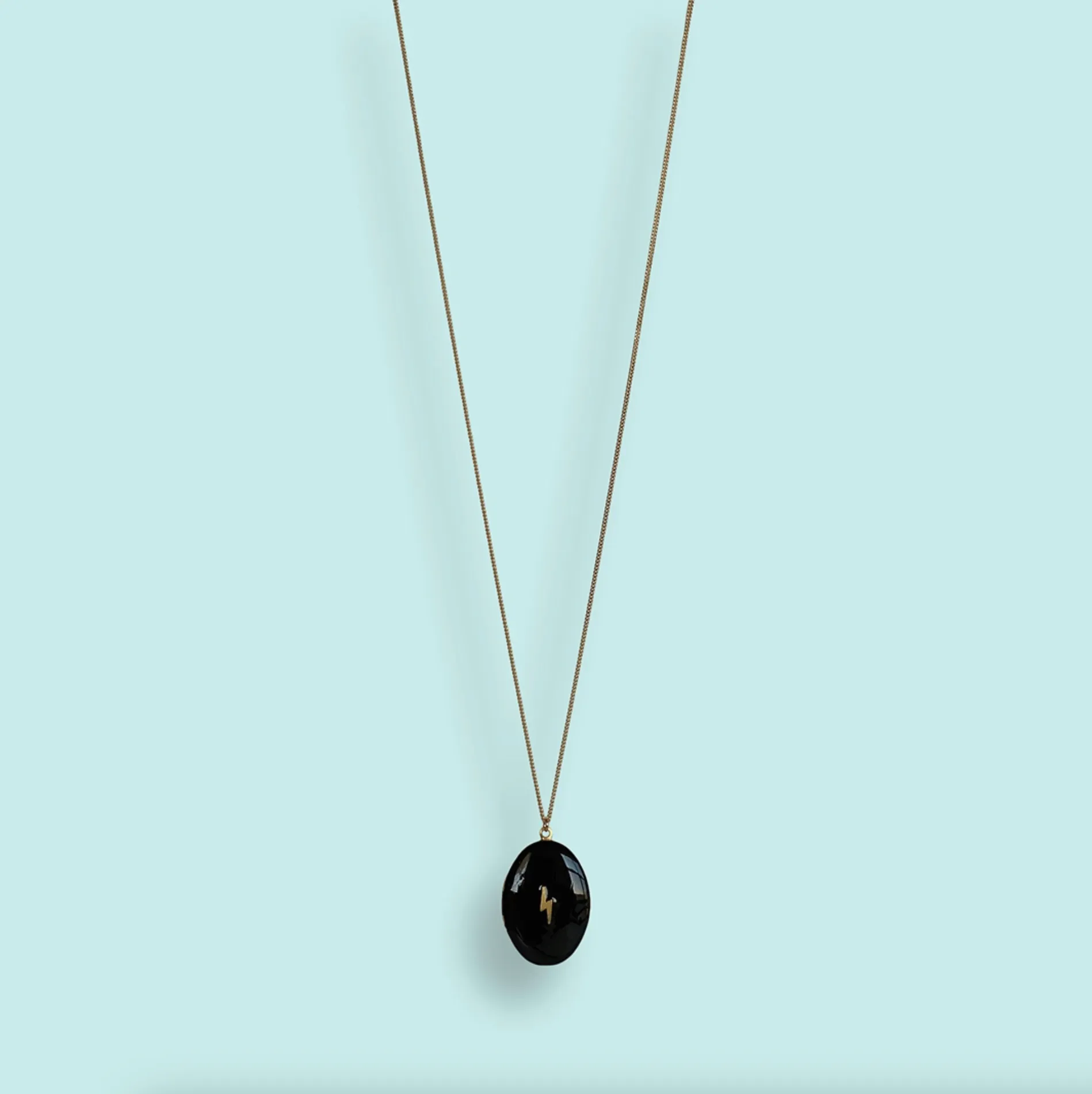 Black Lightning Locket Necklace
