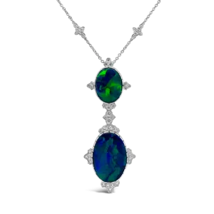 Black Opal & Diamond Necklace