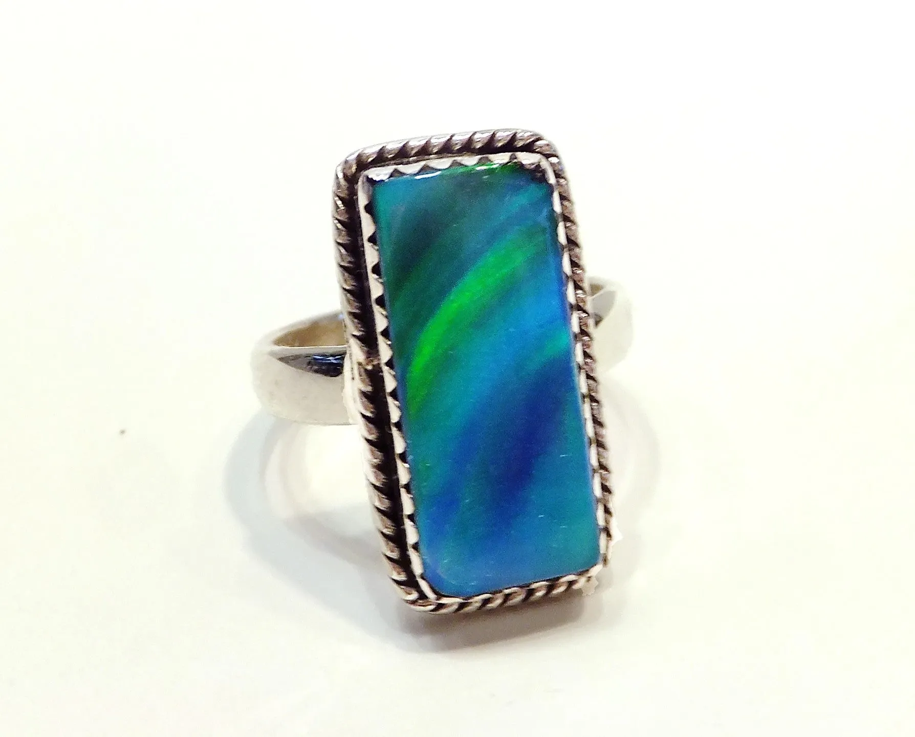 Blue Aurora Opal Ring