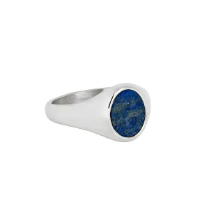Blue Lapis Lazuli Signet Ring - Silver