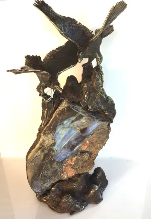 Bronze Double Eagles on Boulder Opal