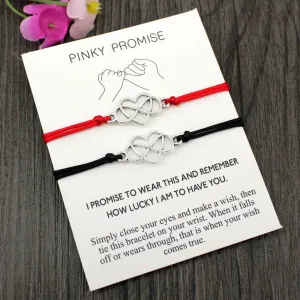 Card Bracelet 8-word Heart-shaped Wax Line Woven Bracelet Couple Adjustable Bracelet