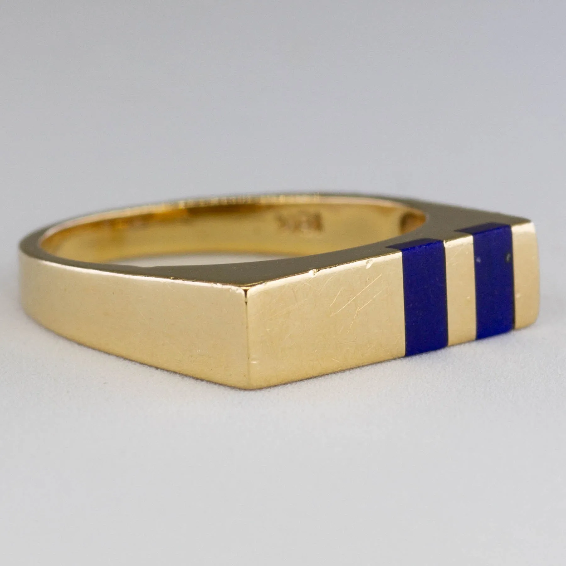 'Cavelti' Lapis Lazuli Gold Bar Ring | 0.30ctw | SZ 4.75 |