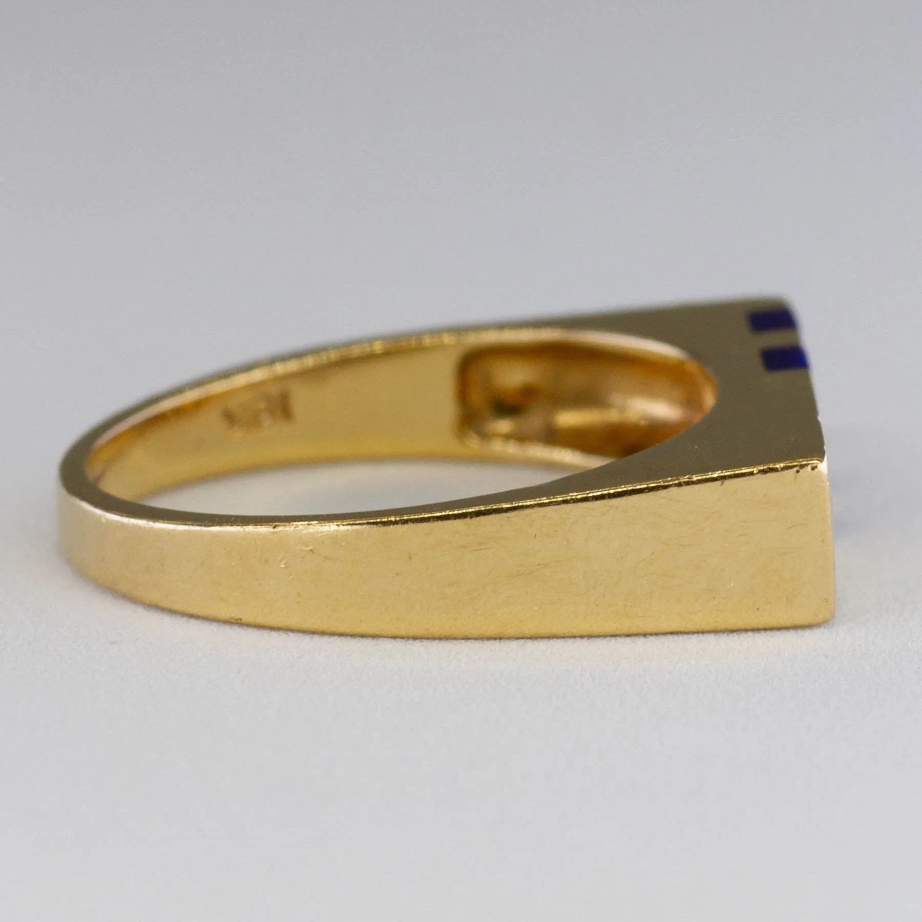 'Cavelti' Lapis Lazuli Gold Bar Ring | 0.30ctw | SZ 4.75 |