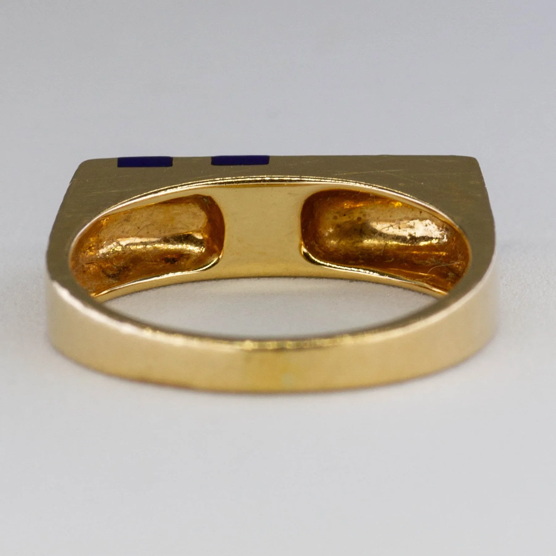 'Cavelti' Lapis Lazuli Gold Bar Ring | 0.30ctw | SZ 4.75 |