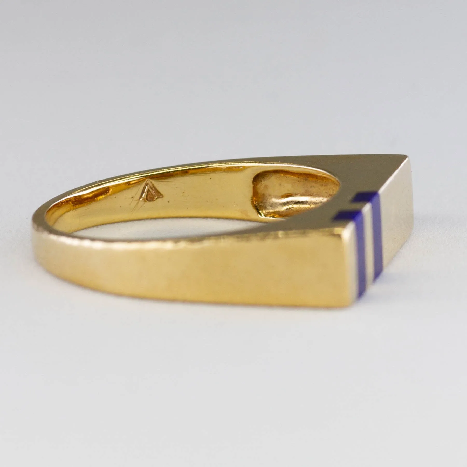 'Cavelti' Lapis Lazuli Gold Bar Ring | 0.30ctw | SZ 4.75 |