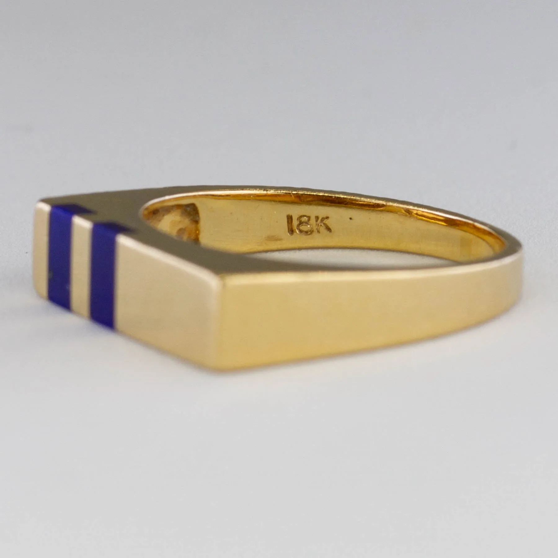 'Cavelti' Lapis Lazuli Gold Bar Ring | 0.30ctw | SZ 4.75 |