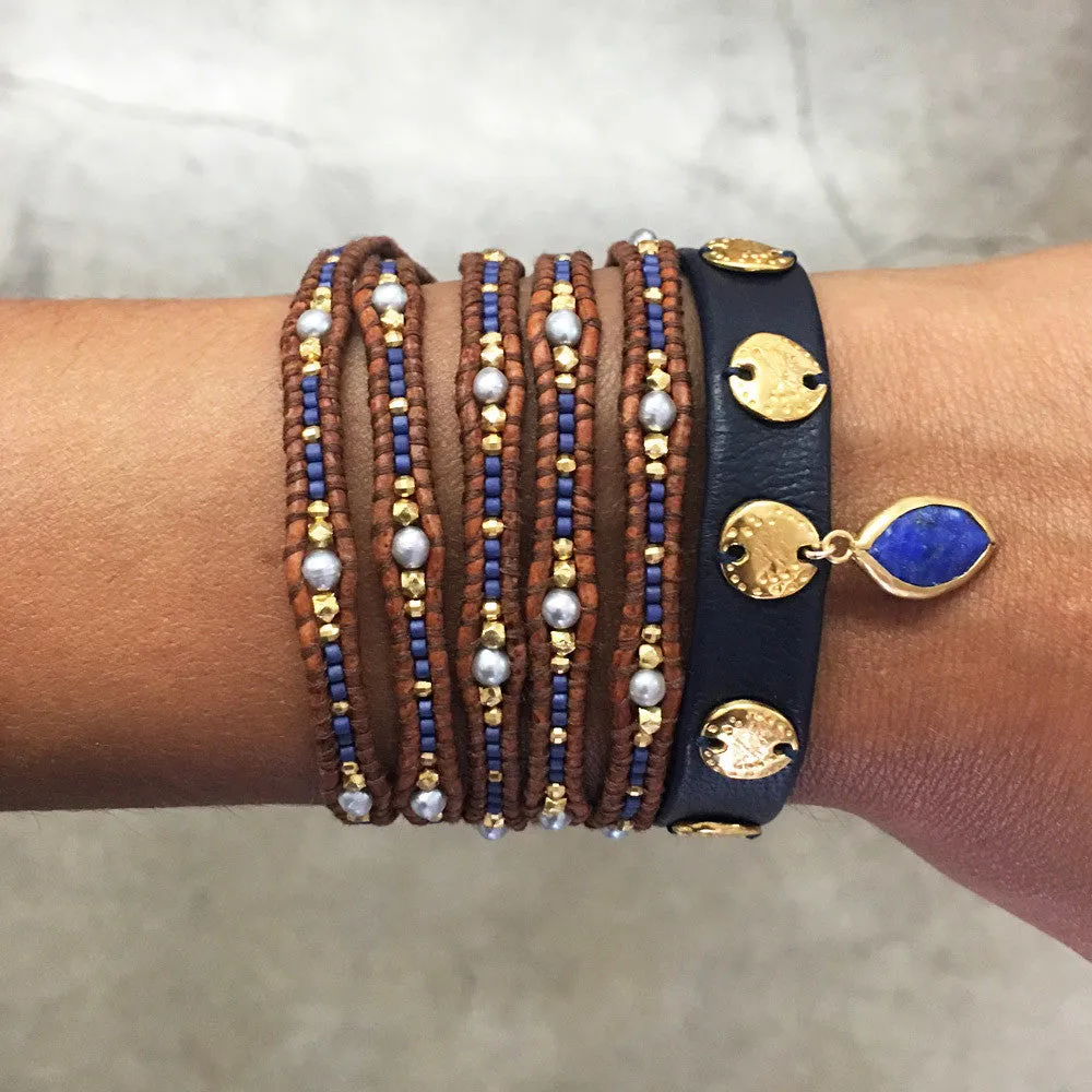 Chan Luu Lapis Pendant Leather Cuff