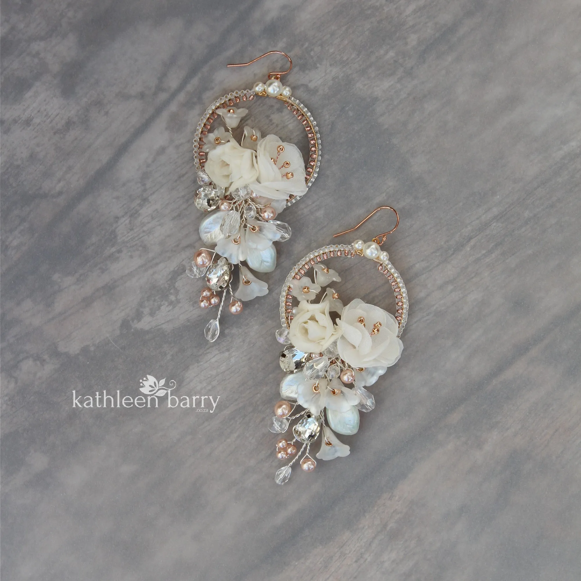 Chanel floral hoop earrings - Custom colors to order, avalable in Rose gold, gold & Silver
