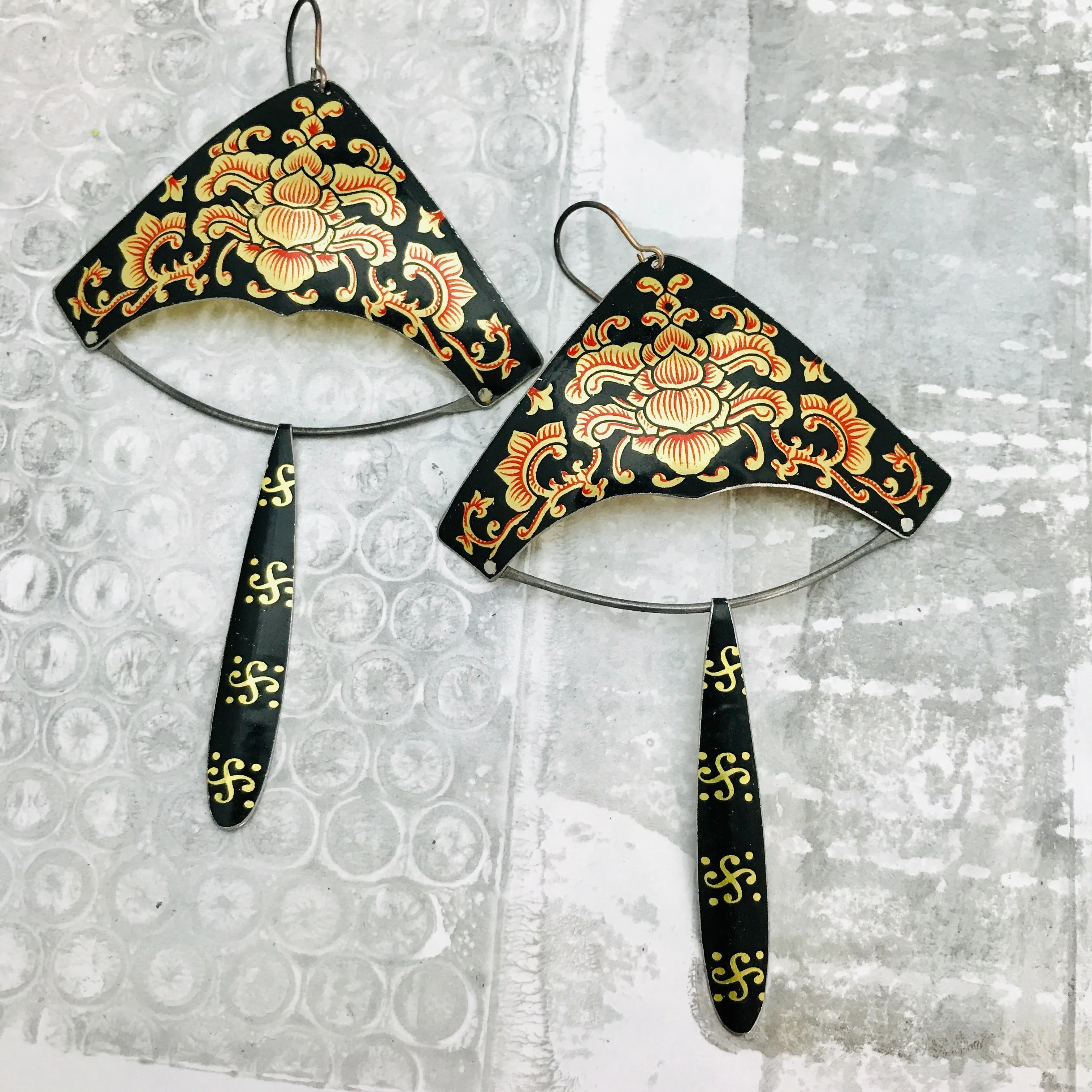 Chinese Corner Chandelier Tin Earrings