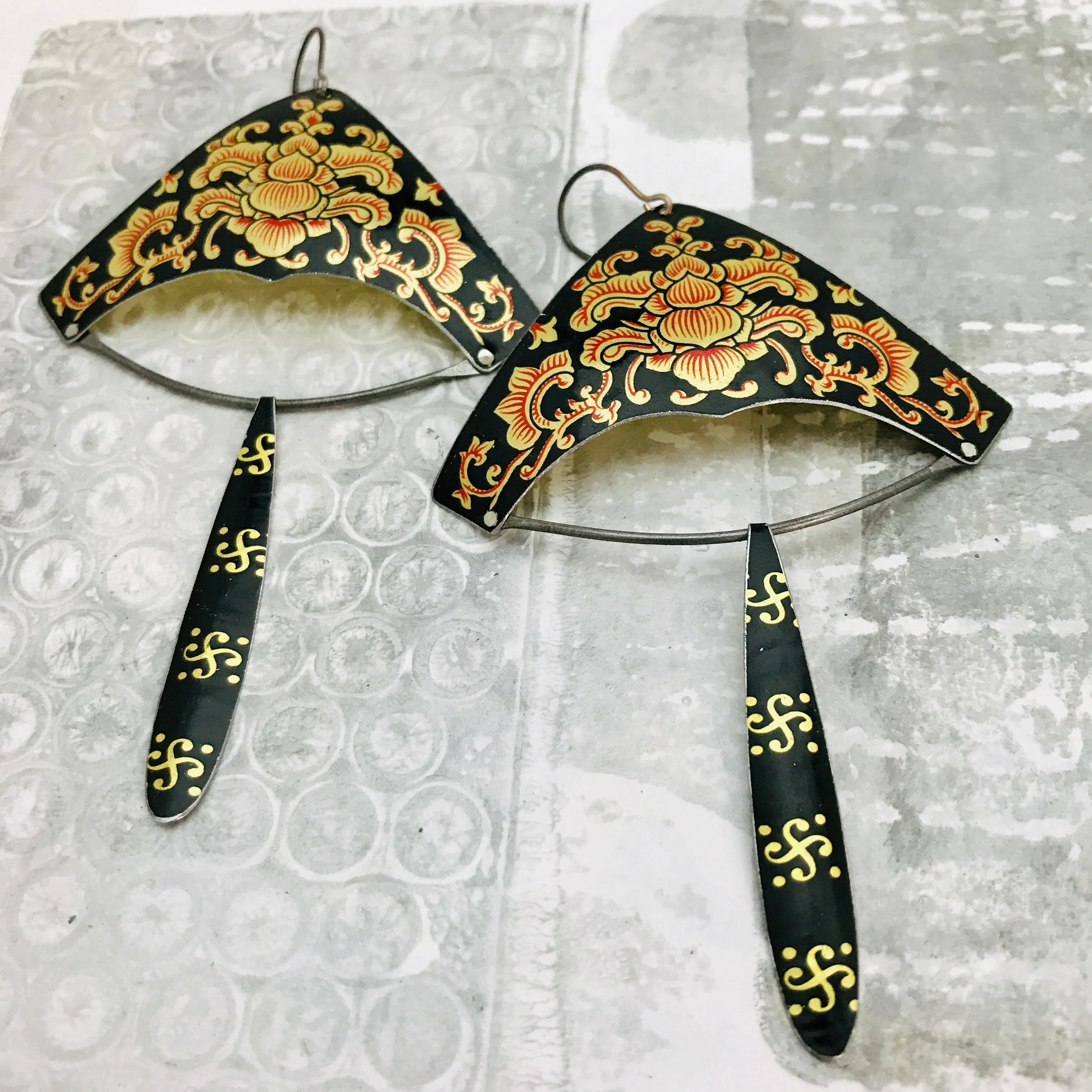 Chinese Corner Chandelier Tin Earrings
