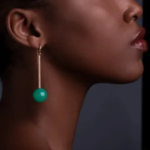 Chrysoprase Diamonds Yellow Gold Earrings