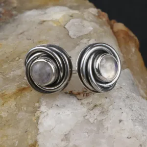 Circle Knot Moonstone Stud Earring