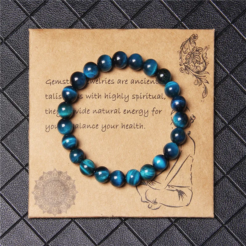 Collection Of 8mm Semi-precious Stone Blue Tiger Stone Handmade Jewelry Couple Bracelet