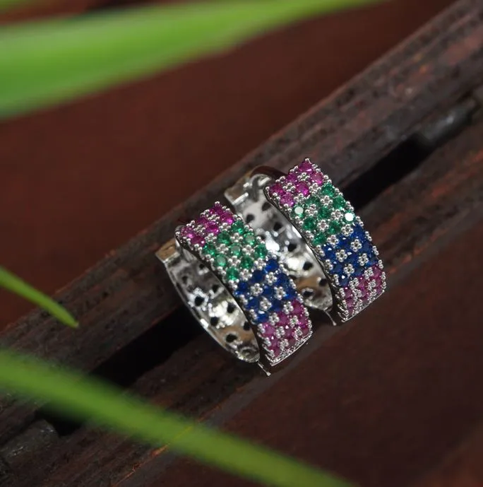 Colourful Cubic Zirconia Hoops Korean Earring