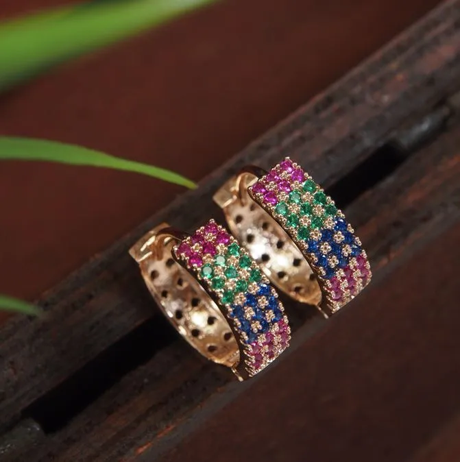 Colourful Cubic Zirconia Hoops Korean Earring
