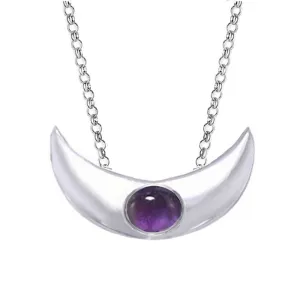 Crescent Moon Necklace Amethyst, Purple Moon