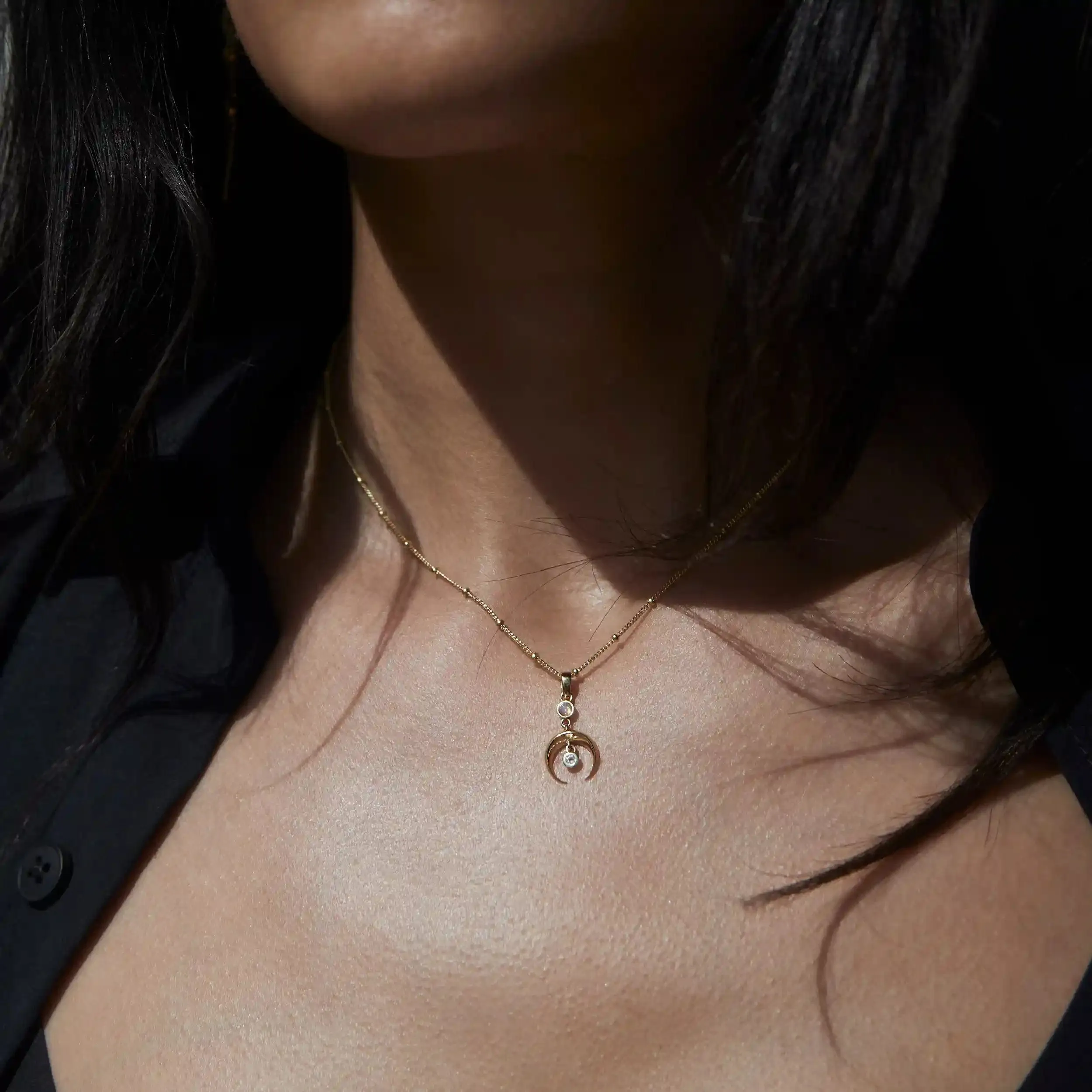 Crescent Spike Opal Necklace