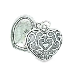 D1167 Grey Ornate Heart Locket Charm