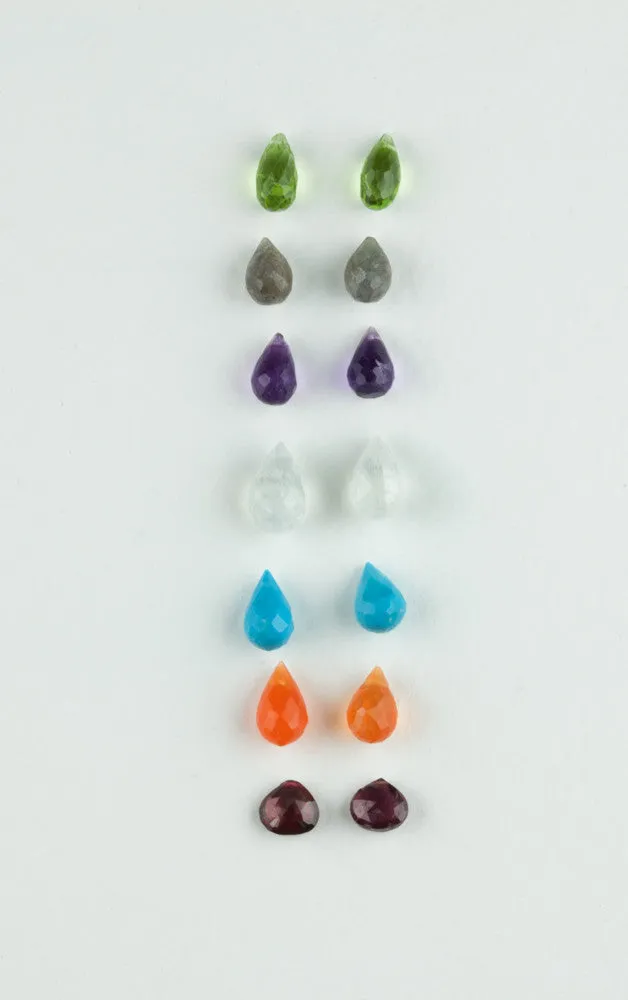 Deepa Flower Stud Earrings with Gemstone drop