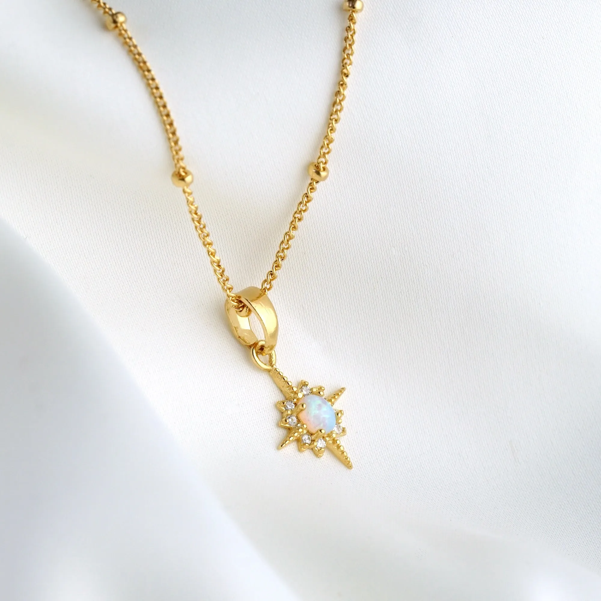 Delicate Opal North Star Necklace