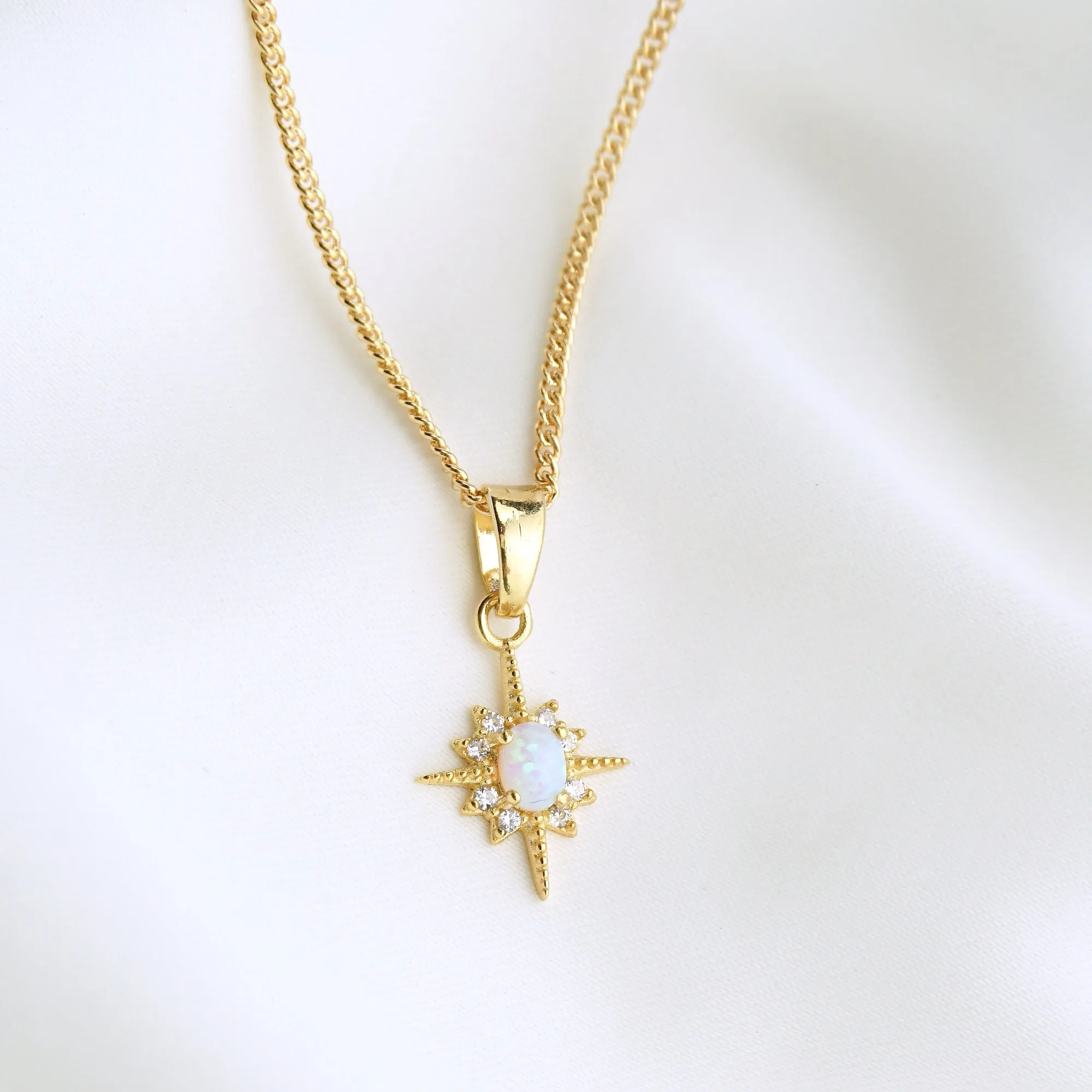 Delicate Opal North Star Necklace