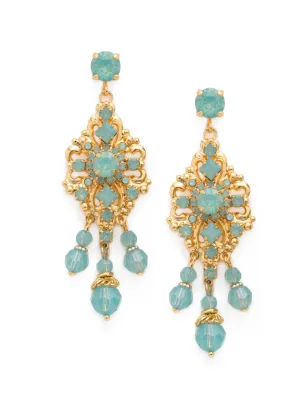 Double Loop Filigree Chandelier Earring- Pacific Opal