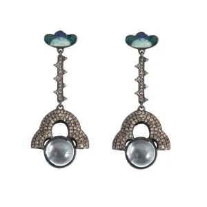 Dreamy Rainbow Moonstone Long Earrings