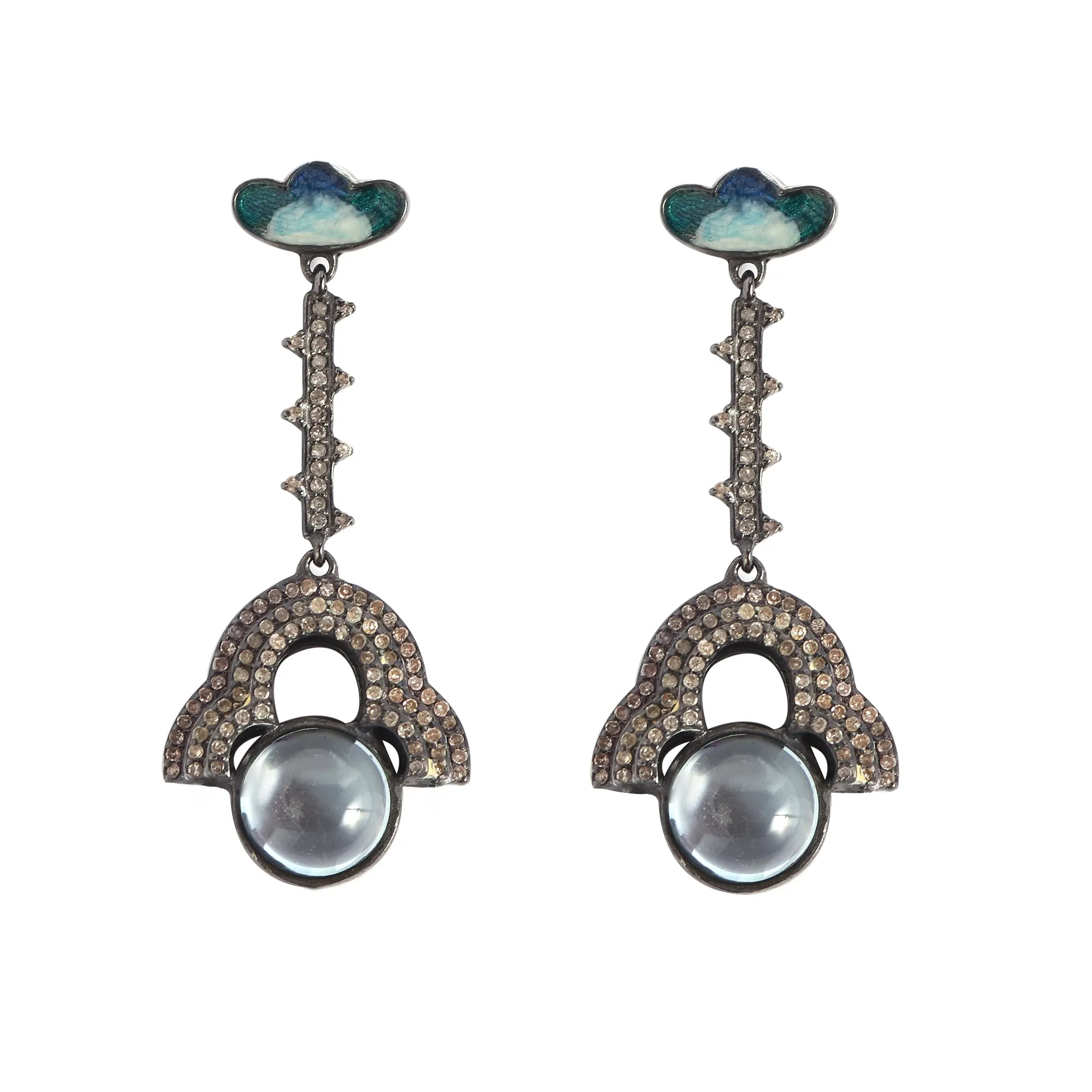 Dreamy Rainbow Moonstone Long Earrings