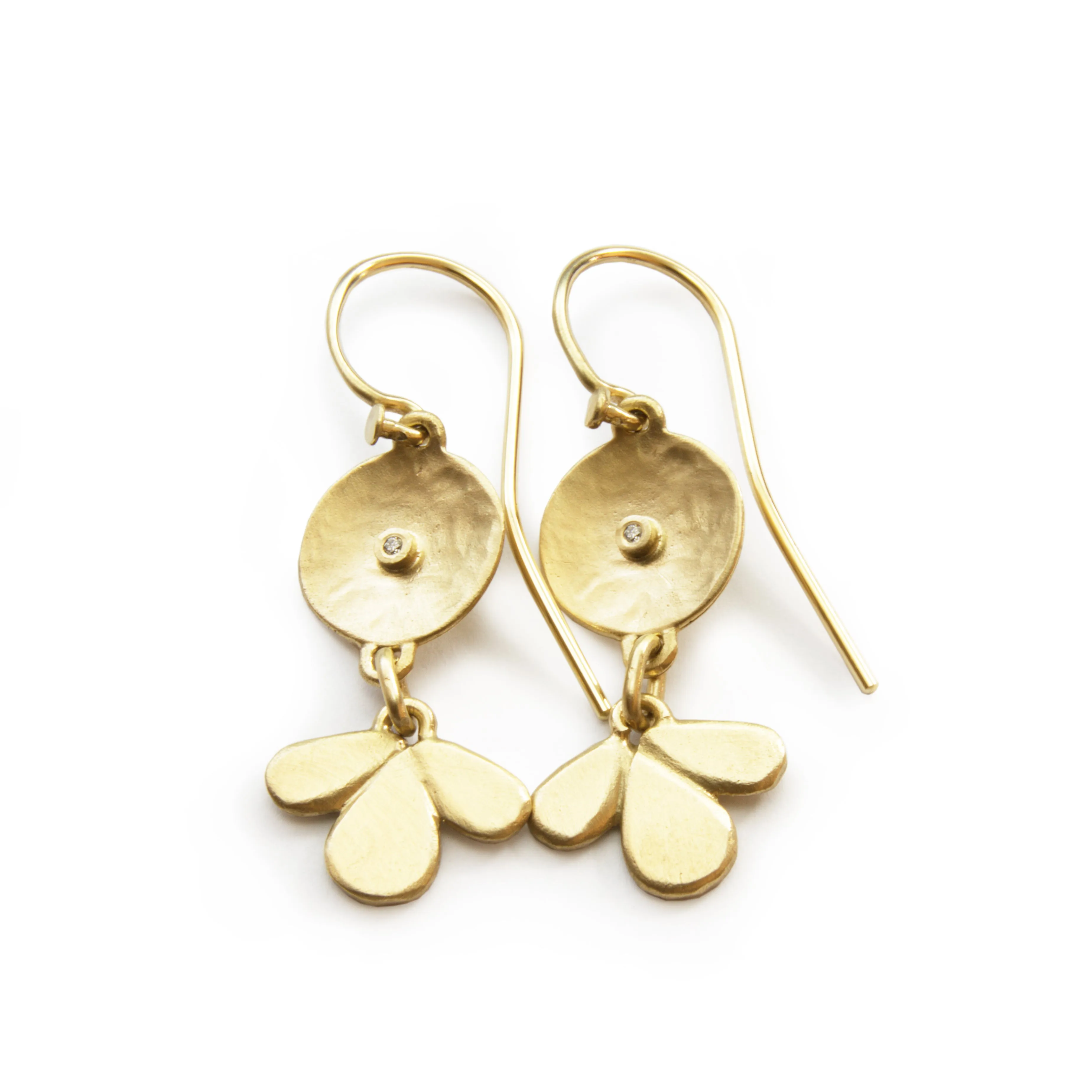 EG2238 Matte Gold Chandelier Earrings with Diamonds