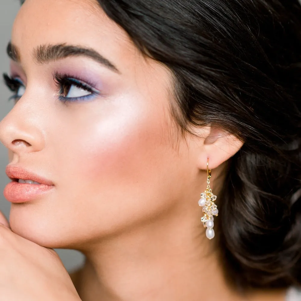 ELISE Pearl & Crystal Chandelier Bridal Earrings