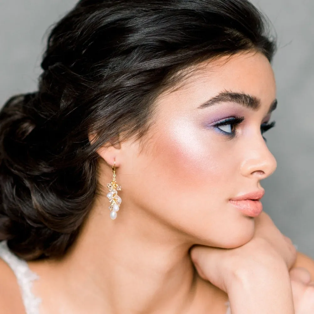 ELISE Pearl & Crystal Chandelier Bridal Earrings