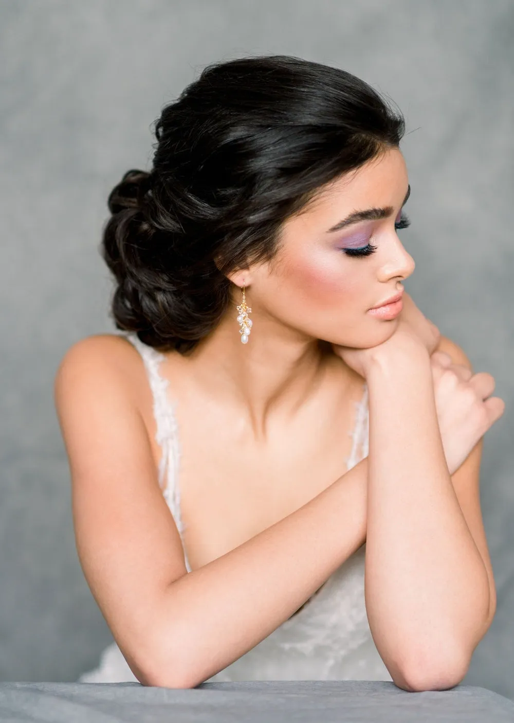 ELISE Pearl & Crystal Chandelier Bridal Earrings