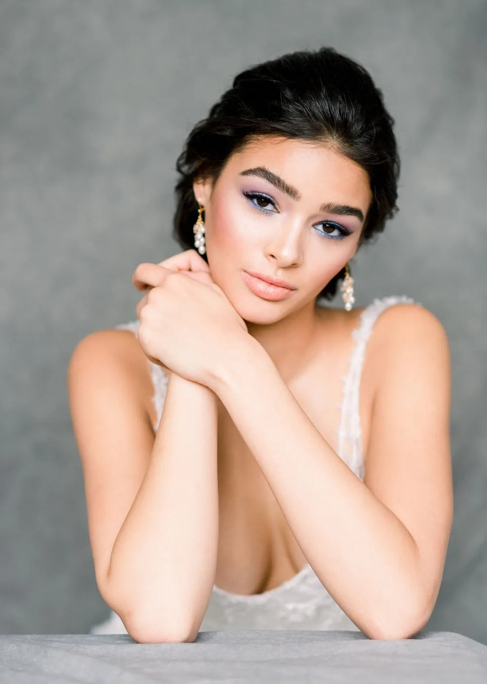 ELISE Pearl & Crystal Chandelier Bridal Earrings