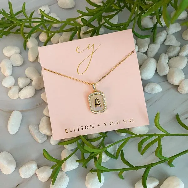Ellison and Young Initial Deco Open Locket Pendant Necklace