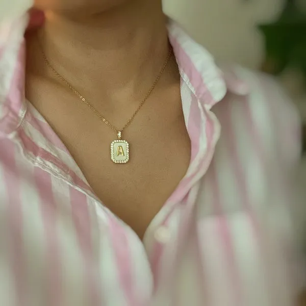 Ellison and Young Initial Deco Open Locket Pendant Necklace
