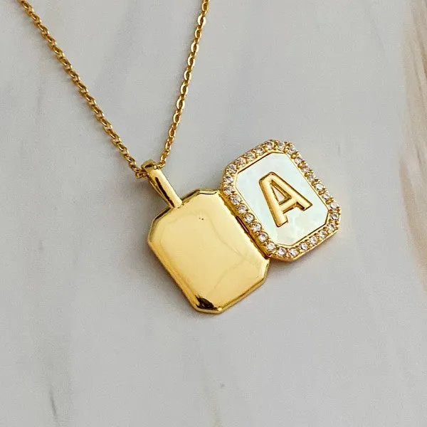 Ellison and Young Initial Deco Open Locket Pendant Necklace