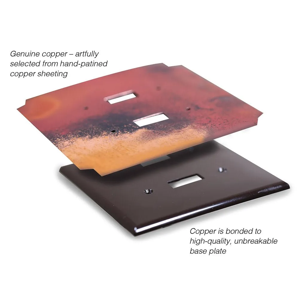 Enchantment Vertical Copper - 2 Toggle / 1 Rocker Wallplate