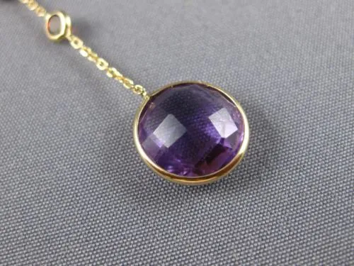 ESTATE 6.0CT AAA MULTI GEM 14KT YELLOW GOLD 3D BY THE YARD LARIAT FUN NECKLACE