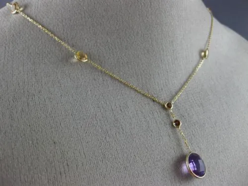 ESTATE 6.0CT AAA MULTI GEM 14KT YELLOW GOLD 3D BY THE YARD LARIAT FUN NECKLACE